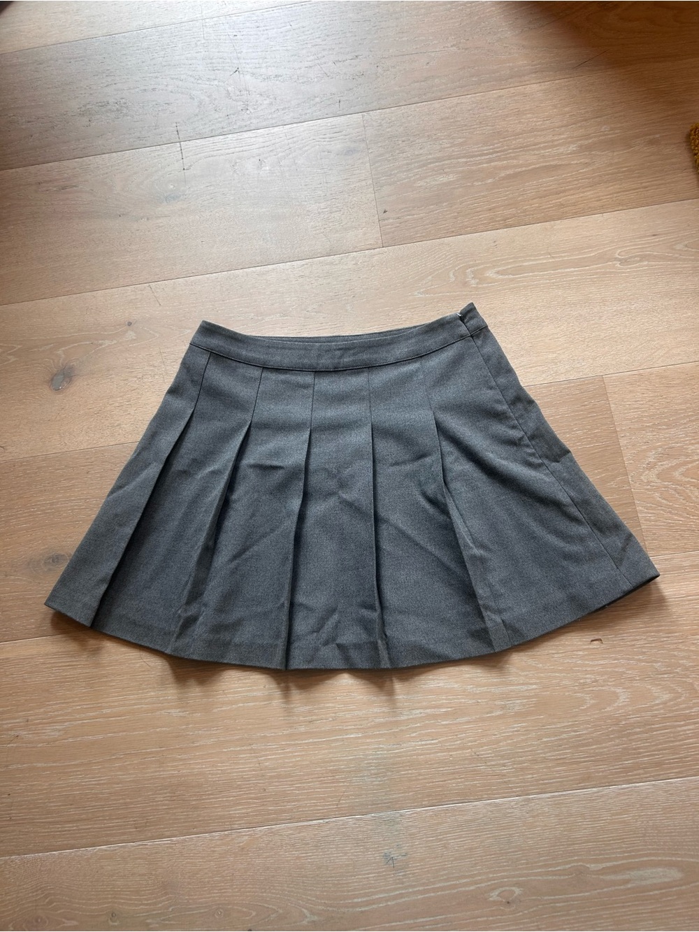 twik Gray Pleated Skater Mini Skirt